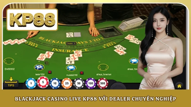 Blackjack casino live KP88 với dealer chuyên nghiệp