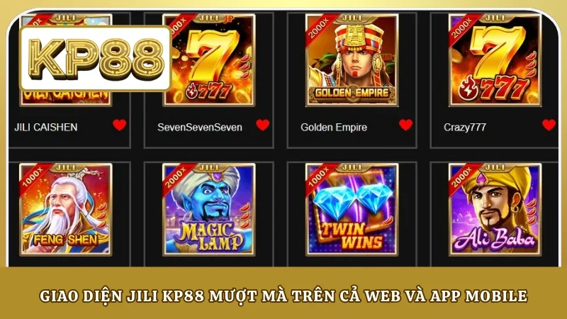 Giao diện JILI KP88 mượt mà trên cả web và app mobile